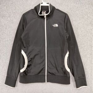 The North Face Wmns M Black White Logo Full Zip Track Jacket Sweater Sporty
